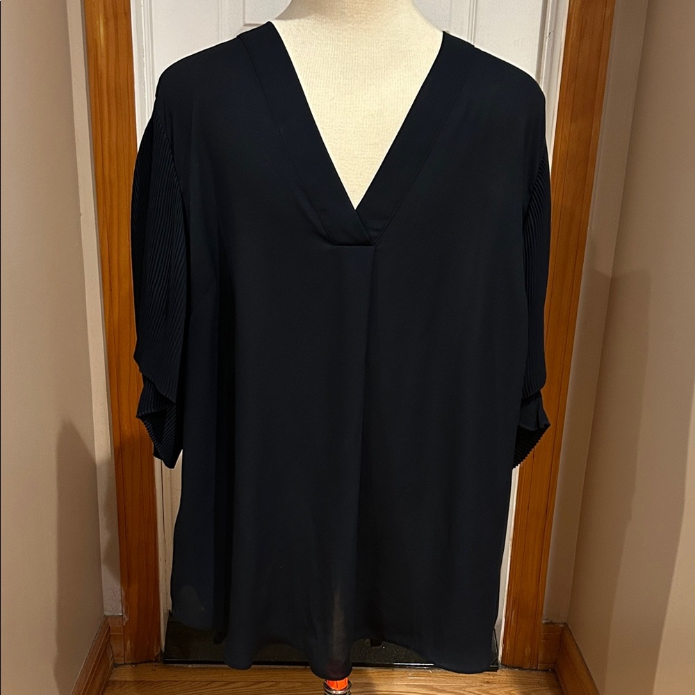 Ralph Lauren Navy V-Neck Blouse